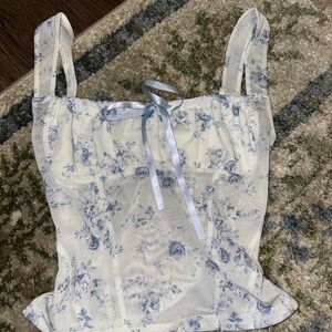 Garage Blue Floral Blouse
